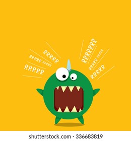 Vector cartoon funny green dragon. Cartoon cute monster Dinosaur.