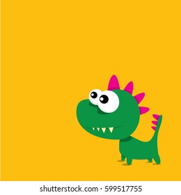 Vector cartoon funny green dragon. Cartoon cute comic funky monster Dinosaur logo design template.