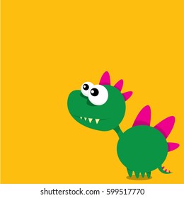 Vector cartoon funny green dragon. Cartoon cute comic funky monster Dinosaur logo design template.