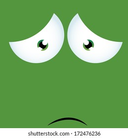 A Vector Cartoon Funny Green Expression Face