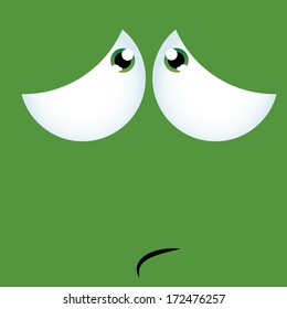 A Vector Cartoon Funny Green Expression Face