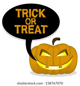 Vector Cartoon Funny Halloween Pumpkin With Bubble Text