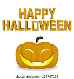 Vector Cartoon Funny Halloween Pumpkin With Orange Text On Blank Background