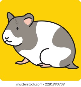 Vector cartoon funny hamster isolated on yellow background