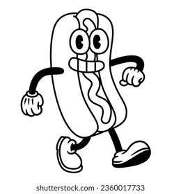 Vector Cartoon Funny Hotdog Character Mascot Isolated