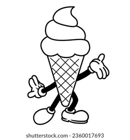 Vector Cartoon Funny Ice Cream Character Mascot Isolated