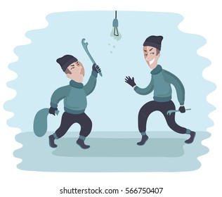 Vector cartoon funny illustration of Bandits and hooligans - criminal nightlife.