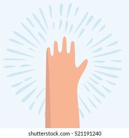 Vector cartoon funny illustration of open the palm of the hand