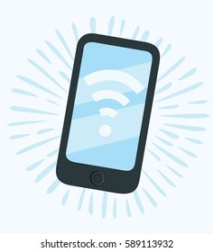 Vector cartoon funny illustration of phone Wi-Fi hand drawn icon.