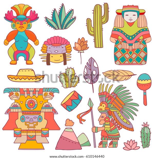 Vector Cartoon Funny Mexican Icons Faces Stock Vector (Royalty Free ...