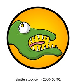 Vector cartoon funny monster Dinosaur logo design template. Suitable for use as children's poster illustrations and t-shirt designs and much more.