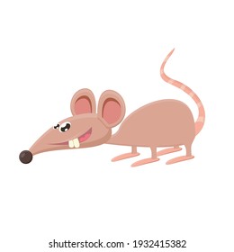 Animador de dibujos animados divertido animal de ratón aislado sobre fondo blanco. Pequeño personaje de ratones sonrientes