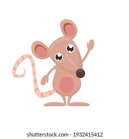 Animador de dibujos animados divertido animal de ratón aislado sobre fondo blanco. Pequeño personaje de ratones sonrientes