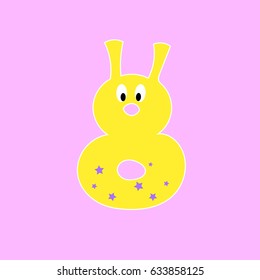 Vector cartoon funny number. Number Eight