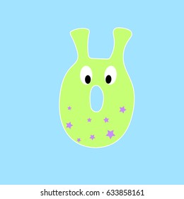 Vector cartoon funny number. Number Zero
