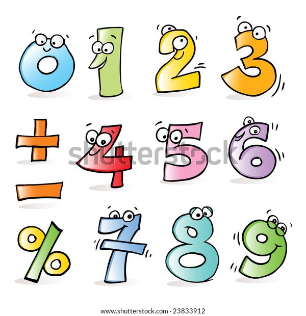 Vector Cartoon Funny Numbers Handdrawing Style Stock Vector (Royalty ...