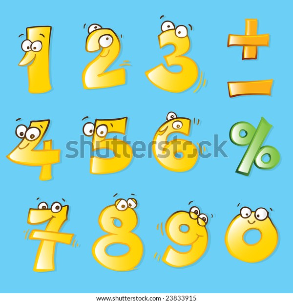 Vector Cartoon Funny Numbers Handdrawing Style Stock Vector (Royalty ...