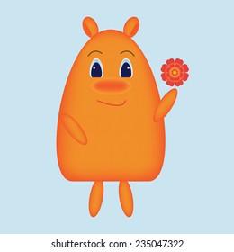 Vector cartoon funny orange bear