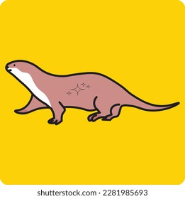 Vector cartoon funny otterworking its