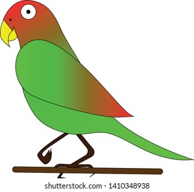 Vector cartoon funny parrot on white background