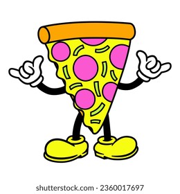 Vector Cartoon Funny Pizza Character Mascot Isolated