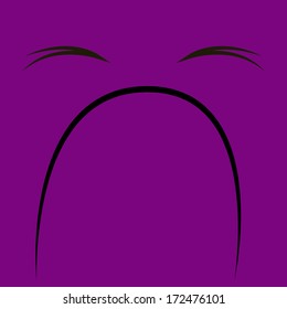 A Vector Cartoon Funny Purple Expression Face