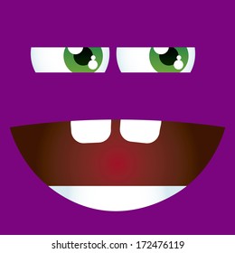 A Vector Cartoon Funny Purple Expression Face