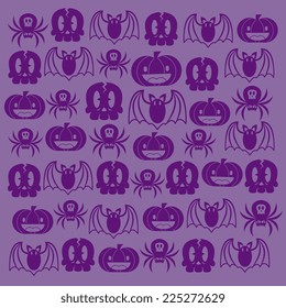 Vector Cartoon Funny Purple Halloween Background Illustration