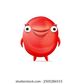 Monstruo rojo divertido de la Navidad de la historieta del Vector aislado en el fondo blanco. Plantilla de diseño de pegatina de impresión de monstruo rojo sonriente. personaje de halloween