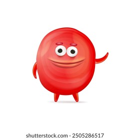 Vector cartoon funny red christmas monster isolated on white background. Smiling silly red monster print sticker design template. halloween character