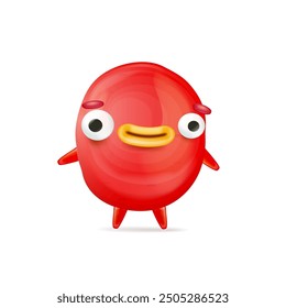 Vector cartoon funny red christmas monster isolated on white background. Smiling silly red monster print sticker design template. halloween character