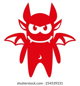 Vector Cartoon Funny Red Demon Character Isolated