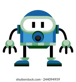 Vector Cartoon Funny Robot Isolated On White Background