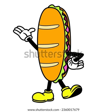 Vector Cartoon Funny Sandwich Character Mascot Isolated