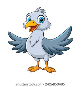 Vector of a cartoon funny seagull posing isolated on white background