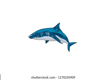 Vector cartoon funny shark