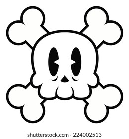 Vector Cartoon Funny Skull Isolated On Blank Space