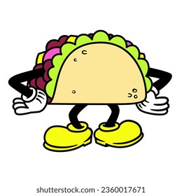 Vector Cartoon Funny Taco Character Mascot Isolated