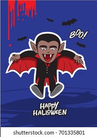 Vector Cartoon Funny Vampire  Suit character