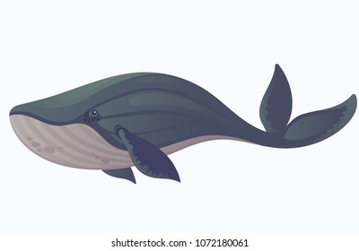 Vector cartoon funny whale.