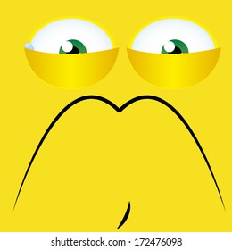 A Vector Cartoon Funny Yellow Expression Face