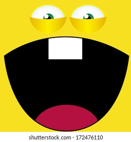 A Vector Cartoon Funny Yellow Expression Face