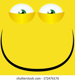 A Vector Cartoon Funny Yellow Expression Face