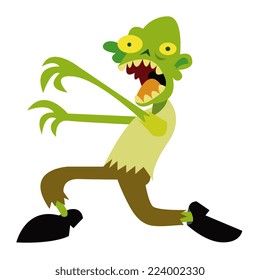 Vector Cartoon Funny Zombie Isolated On Blank Space