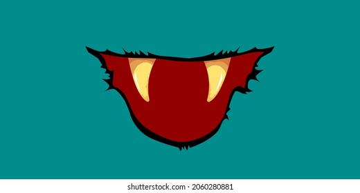 Vektorgrafik lustiges Zombie-Monster lachend Mund mit faulen Zähnen einzeln auf grünem Hintergrund. Vector Happy Halloween Kinder T-Shirt Design-Vorlage mit funky Monster-Mund