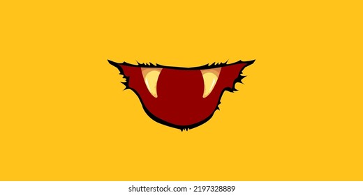 Vektorgrafik lustiges Zombie-Monster lachend Mund mit faulen Zähnen einzeln auf orangefarbenem Hintergrund. Vector Happy Halloween Kinder T-Shirt Design-Vorlage mit funky Monster-Mund
