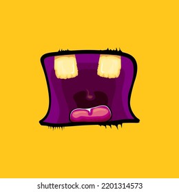 Vector cartoon funny zombie monster open mouth with rotten teeth isolated on orange background. Vector Halloween greeting card with funne orange monster mouth. Cartoon vampire and witch fangs 