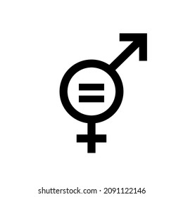 Vector Cartoon Gender Equal Icon In Comic Style. Men And Women Sign Illustration Pictogram.