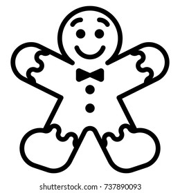 Vector Cartoon Gingerbread Man Isolated On White Background