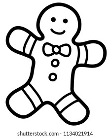 Vector Cartoon Gingerbread Man Line Art